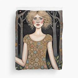 Rosamund Pike in the woods Duvet Cover
