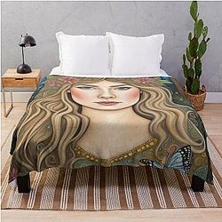 Rosamund Pike as a Fairy in the Woods Throw Blanket