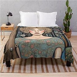Rosamund Pike as a fairy in the woods throw blanket