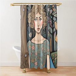 Rosamund Pike as a fairy in the woods Shower Curtain