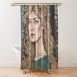 Rosamund Pike in the woods Shower Curtain