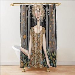 Rosamund Pike in the Woods Shower Curtain