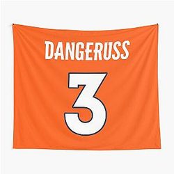 Limited Edition DangeRuss 3 Russell Wilson Denver Broncos Jersey Style T-Shirt Phone Case Mug Wall Tapestry & Mask