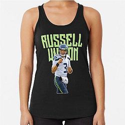 Russell Wilson in Action Bold Racerback Tank Top