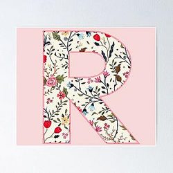 Pink Flower Floral Block R Rutgers Sticker Poster RB0211
