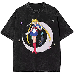 Moon Circle Frame PTTT2004 Washed Sailor Moon T-Shirts