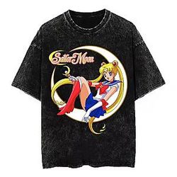 Y2K PTTT0409 Washed  Sailor Moon T-Shirts