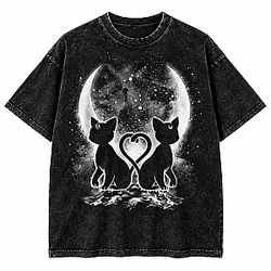 Celestial Moon Cats PTTT510 Washed  Sailor Moon T-Shirts