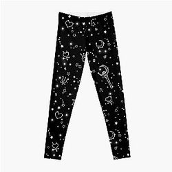 Sailor Moon Leggings - Sailor Moon Stars Black and White Leggings RB2008