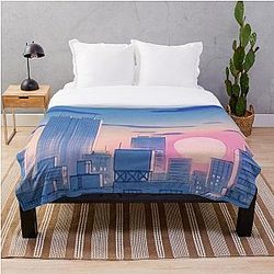 Sailor Moon Blanket - Sailor Moon City Landscape Throw Blanket RB2008
