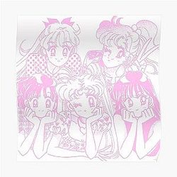 Sailor Moon Posters - Kawaii Pink Classic Manga Sailor Moon Print Poster RB2008