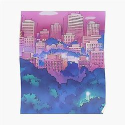 Sailor Moon Posters - Sailor Moon Pink City Dream Landscape  Poster RB2008