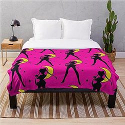 Sailor Moon Blanket - Sailor Moon Silhouette with Moon  Throw Blanket RB2008