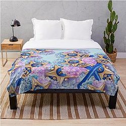 Sailor Moon Blanket - Floral Sailor Mercury Wand Throw Blanket RB2008