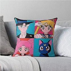 Sailor Moon Pillows - Sailor Moon Team Is Here Throw Pillow RB2008