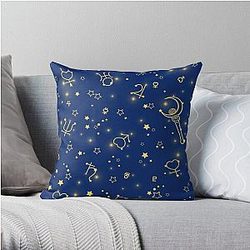 Sailor Moon Pillows - Sailor Moon Stars blue and gold Throw Pillow RB2008
