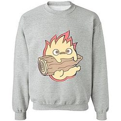 Ghibli Studio Sweatshirts - Calcifer Chibi Pullover Sweatshirt