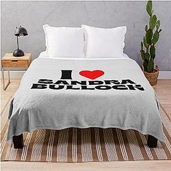 I Love Sandra Bullock Black Throw Blanket