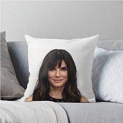 Sandra Bullock with Bangs Throw Pillow