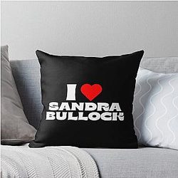 I Love Sandra Bullock White Throw Pillow