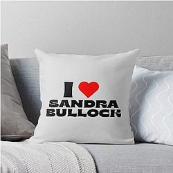 I Love Sandra Bullock Black Font Throw Pillow