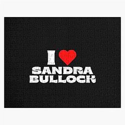 I Love Sandra Bullock White Font Jigsaw Puzzle