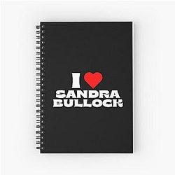I Love Sandra Bullock White Fonts Spiral Notebook