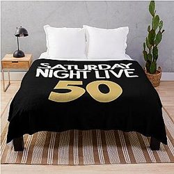 SNL Saturday Night Live 50 White Gold Throw Blanket