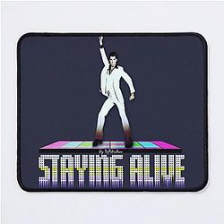 Staying Alive - John Travolta - Saturday Night Fever - Designed by Pop Retro Disco Mouse Pad