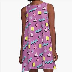 80's Retro Print Saved By The Bell Zack Morris A-Line Dress
