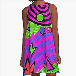 1990s pattern, Thrasher, skater, Saved, Ocean Pacific, Nick night, Slater, Screech, Grunge A-Line Dress