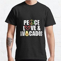 Peace Love And Avocados Funny Avocado Classic T-Shirt RB0801
