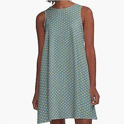 Sean Strickland A-Line Blue Yellow Dress
