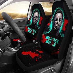 Horror Movie Car Seat Covers | Michael Myers Portrait Green Vapor Seat Covers Ci090921 SC2712