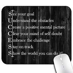 Inspirational Quote Rustic Black Wood Mouse Pad, See Your Goal Clear Your Mind Embrace The Challenge Stay on Track Show The World