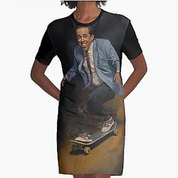 Seinfeld Skateboarding Portrait by King Felix Graphic T-Shirt Dress