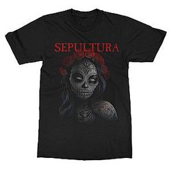 Sugar Skull Woman Black Graphic LA 0806 Sepultura T-Shirts