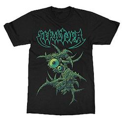 Green Eyeball Monster Black Graphic LA 0806 Sepultura T-Shirts
