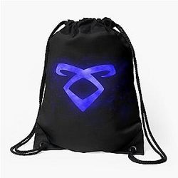 Glowing Blue Angelic Rune Shadowhunters Drawstring Bag