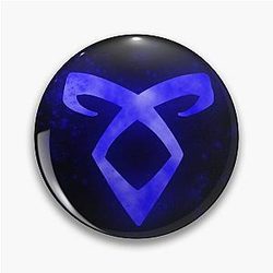 Glowing Blue Angelic Rune Pin