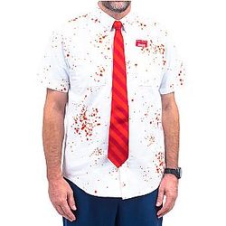 Shaun of the Dead Zombie Killer Halloween Cosplay Uniform Costume for Adult Men and Women Button Up Shirt with Name Tag