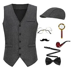 Detective Costume Set Sherlock Holmes Costume for Adult Men Halloween Cosplay