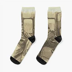 Sherlock Holmes and Dr Watson Vintage Illustration Socks