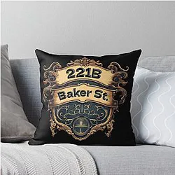 Sherlock Holmes 221B Baker Street Seal Throw Pillow