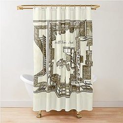 Sherlock Holmes 221B Baker Street Vintage Floorplan Shower Curtain