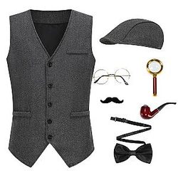 Detective Costume Set Sherlock Holmes Costume for Adult Men Halloween Cosplay