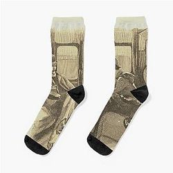 Sherlock Holmes and Dr Watson Vintage Illustration Socks