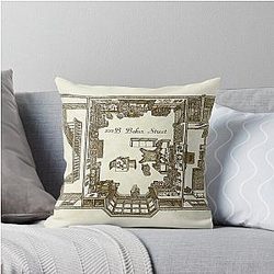 Sherlock Holmes 221B Baker Street Vintage Floorplan Throw Pillow