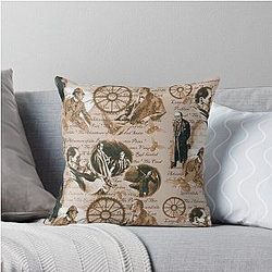 Vintage Detective Sherlock Holmes Theme Throw Pillow