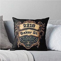 Sherlock Holmes 221B Baker Street Seal Throw Pillow
